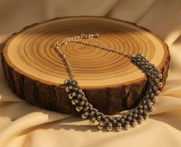 Naad Ghungroo Statement Necklace in Oxidised Silver