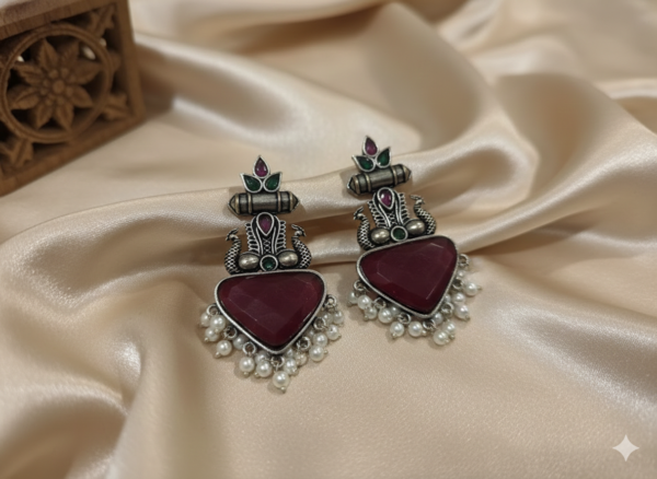 Mayur Neera Drop Earrings in Oxidised Silver