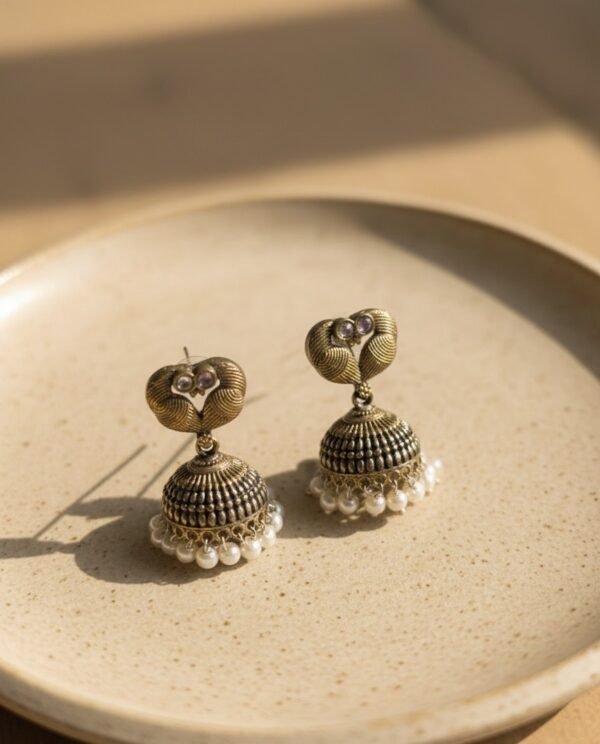 Soneri Jhumka Gold-Tone Pearl Jhumka Earrings
