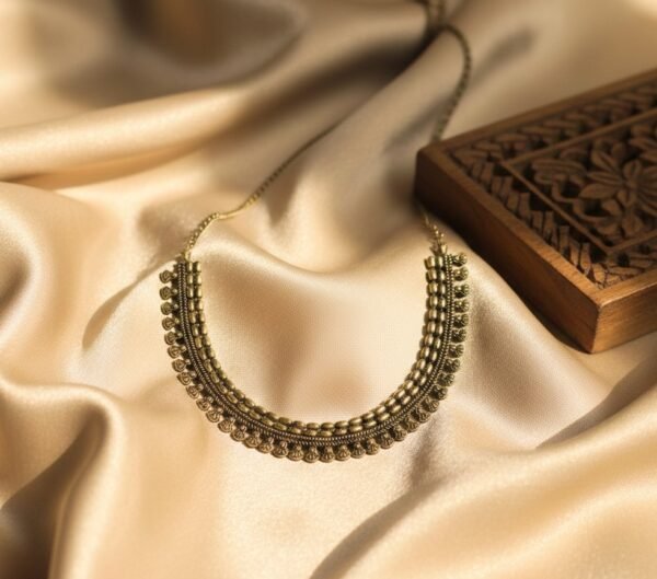 Pankhudi Drop : Statement Necklace in Antique Gold Finish