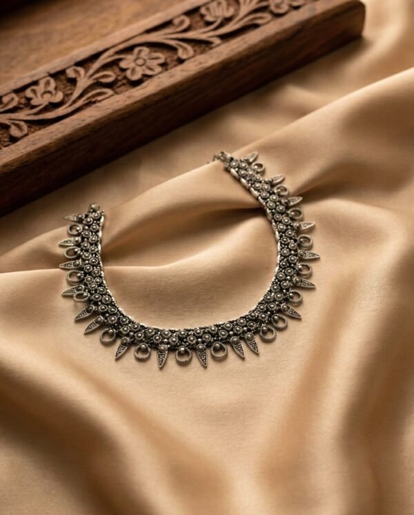 Navya Statement Necklace in Oxidised Silver
