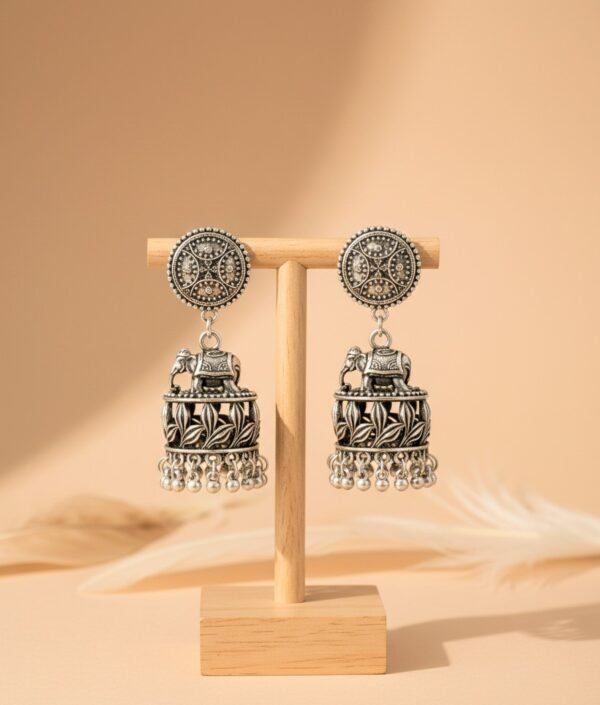 Gajaḥ Dhara Elephant Statement Jhumka Earrings