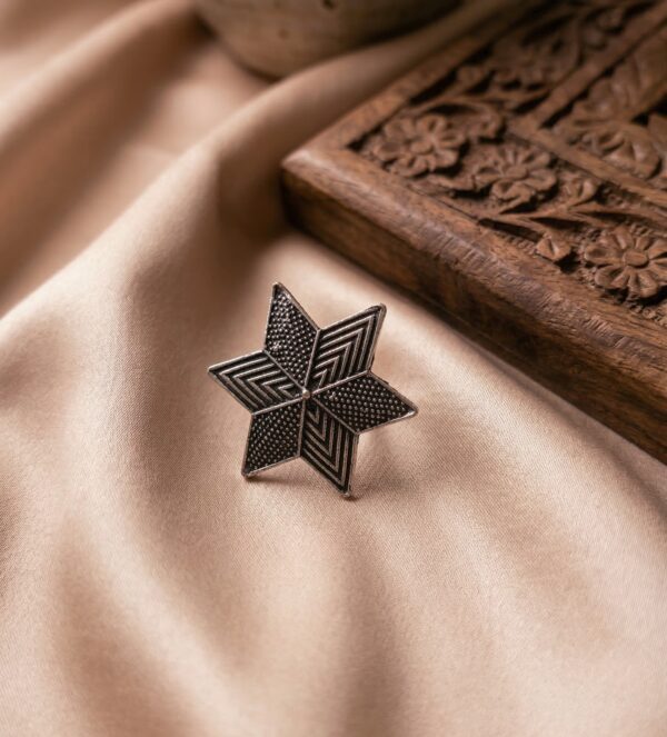 Nakshatra : Star Finger Ring in Oxidised Silver Tone