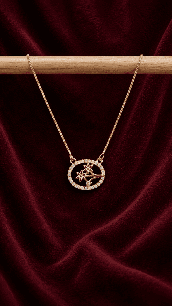 Floral Orbit Crystal Pendant Necklace