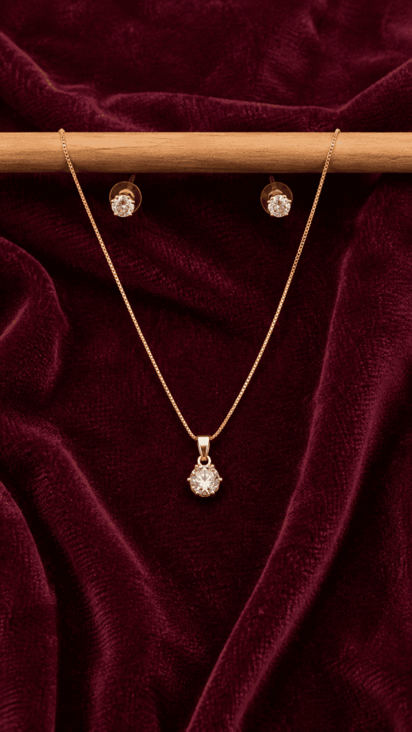 Classic Solitaire Crystal Pendant Set