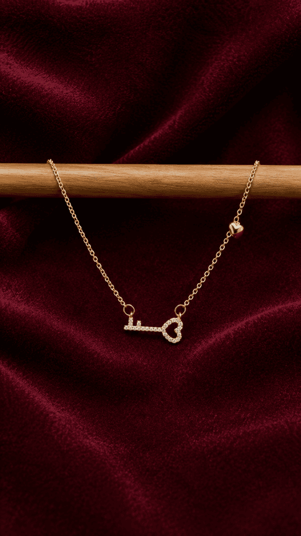 Key of Hearts Crystal Pendant Necklace