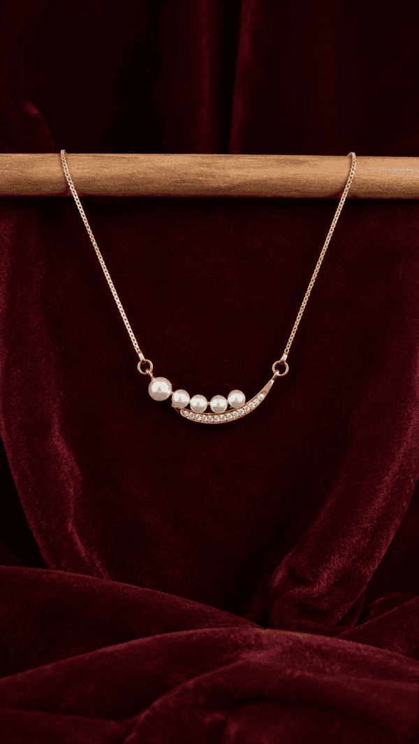 Pearl Crescent Crystal Pendant Necklace