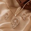 Floral Halo Crystal Pendant Set