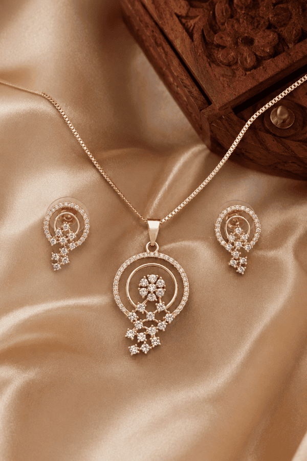 Floral Halo Crystal Pendant Set