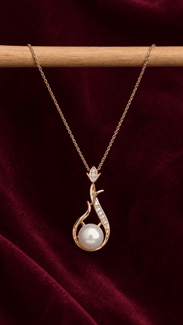 Pearl Flame Crystal Pendant Necklace