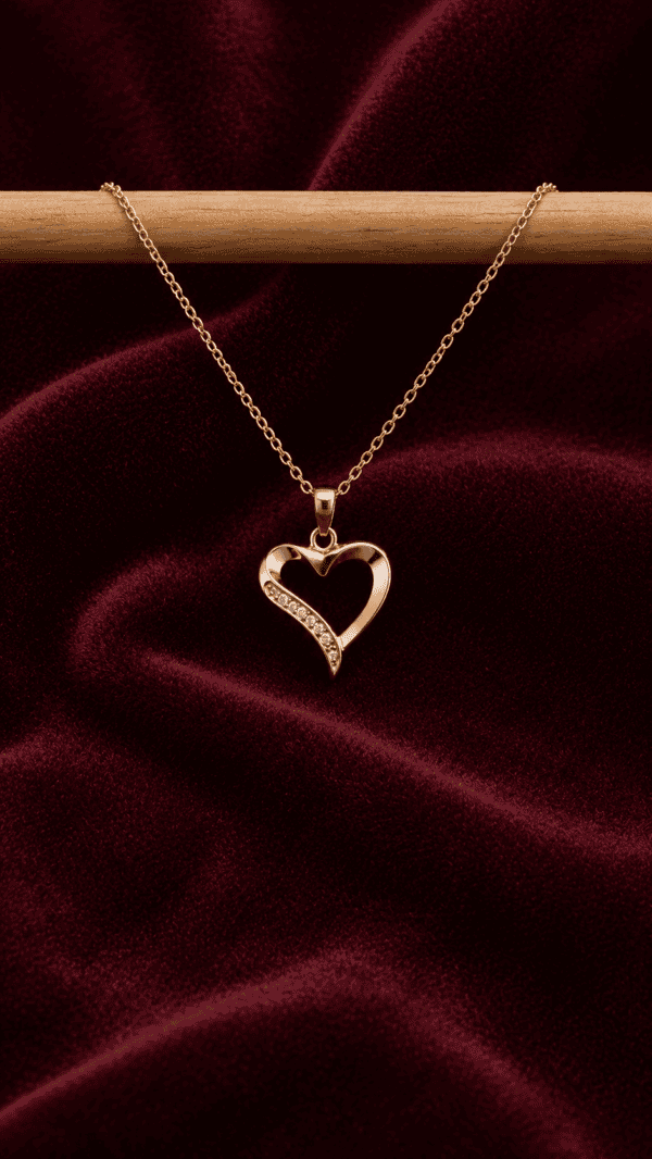 Heart Sweep Crystal Pendant Necklace