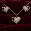 Double Heart Crystal Pendant Set