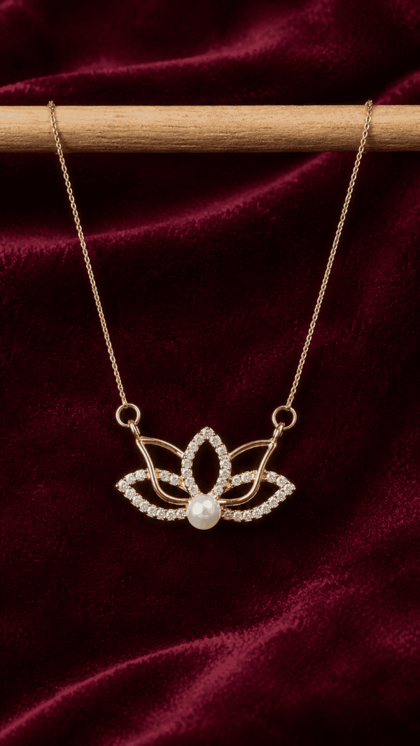 Lotus Pearl Crystal Pendant Necklace