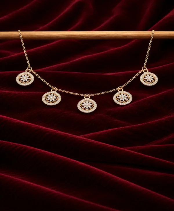 Floral Medallion Crystal Pendant Necklace