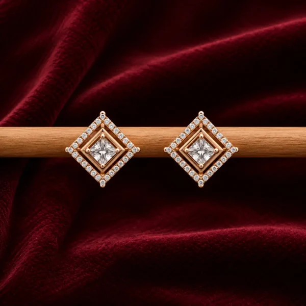 Geometric Crystal Square Earrings